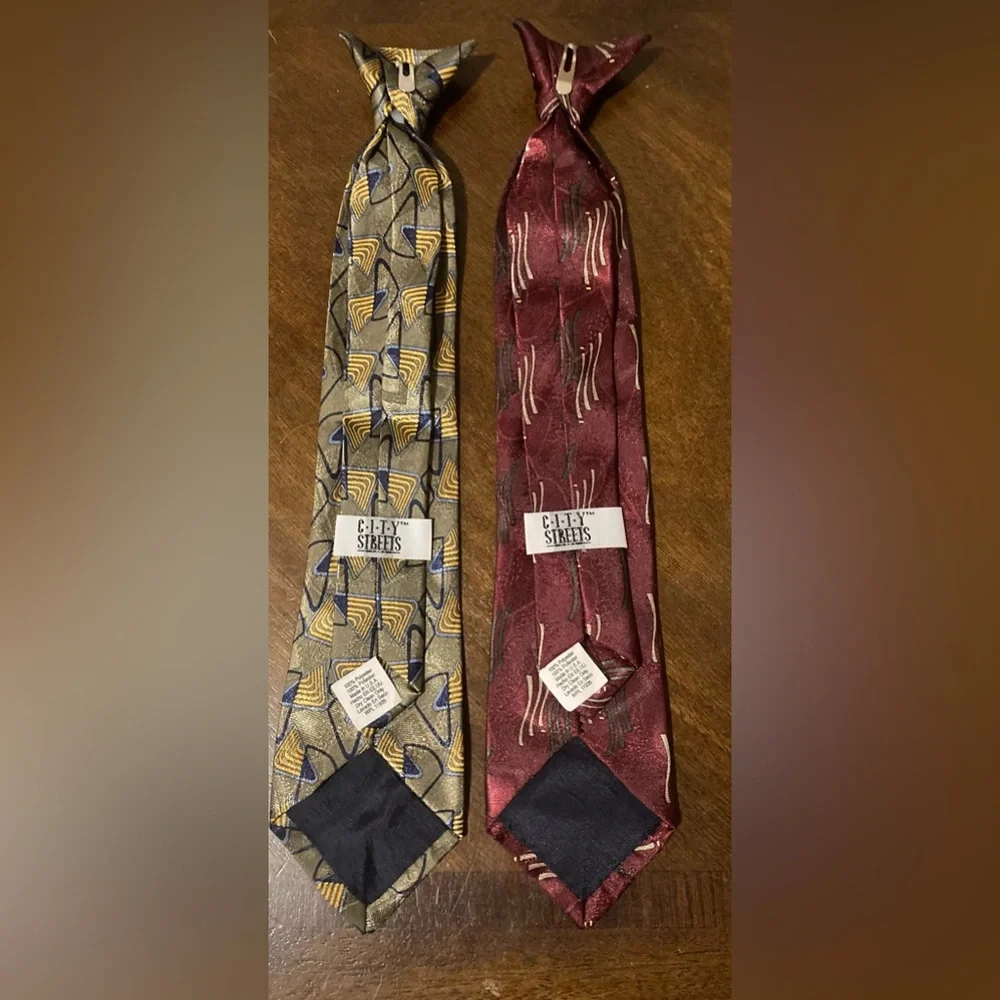 Boys Set of 2 City Streets Clip On Ties